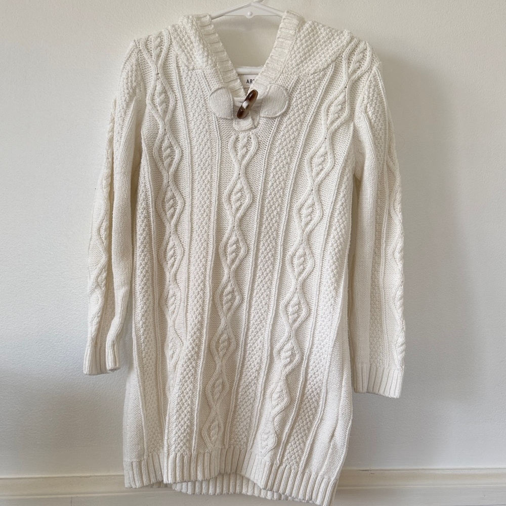 Artisan Ny Cream Cable-Knit Hooded Dress with Toggle